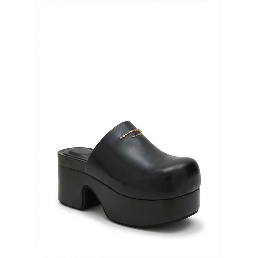 NEW ALEXANDER WANG women's zoe 85 mm leather platform clog in black